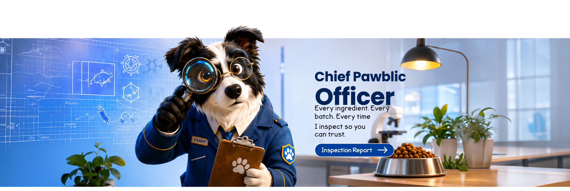 Chief Pawblic Officer — Every ingredient. Every batch. Every time. I inspect so you can trust.